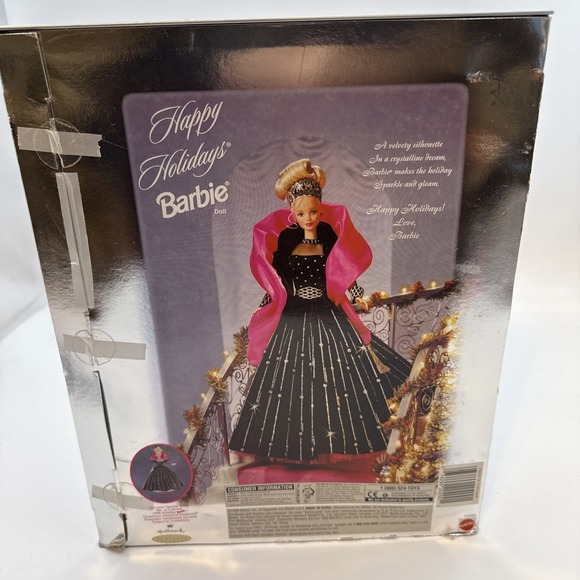 Vtg. NIB Happy Holidays Barbie-Special Edition-1998-Mattel-#20200-Black Gown - Picture 2 of 3